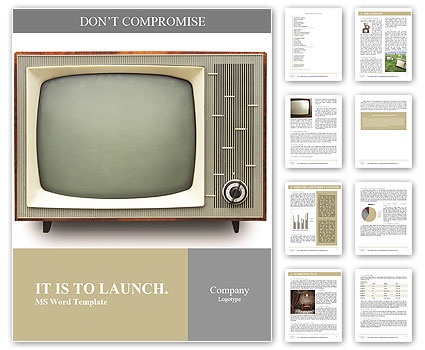 Vintage TV set isolated. Clipping path included. Word Template