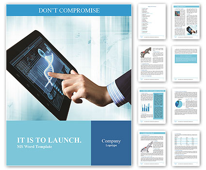 DNA helix abstract background on the tablet screen. Illustration Word Template
