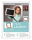 Happy child with tablet computer. Kid showing Flyer Template