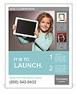 Happy child with tablet computer. Kid showing Poster Template