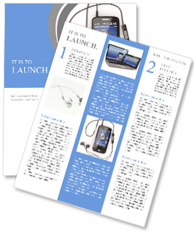 Mobile phone with headphones on white background. 3d Newsletter Template