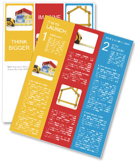 Maßband und abstraktes dreidimensionales Haus. 3d Newsletter