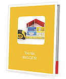 Measure tape and abstract three-dimensional house. 3d Presentation Folder