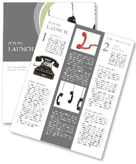 Rotary telephone handsets hanging in the air isolated on white Newsletter Template