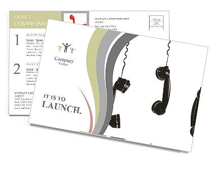 Rotary telephone handsets hanging in the air isolated on white Postcard Template