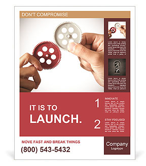 Partnership concept with gear and businessmsn Poster Template
