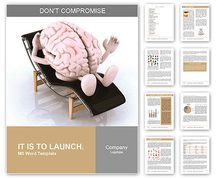 Brain that rests on a chaise longue, the concept of relaxing the mind Word Template