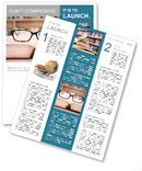 Closeup of reading glasses on the book. shot in the library Newsletter Template