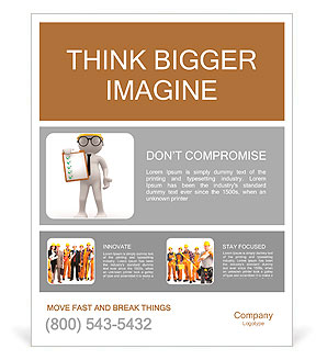 3d people - men , person with a clipboard. Engineer Poster Template