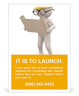 3d people - men , person with project. Engineer Ad Template