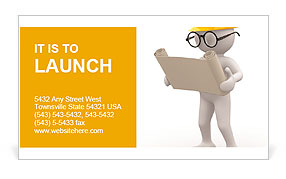 3d people - men , person with project. Engineer Business Card Template