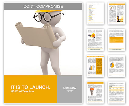 3d people - men , person with project. Engineer Word Template