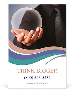 Businessman Hand holding a Glass Ball Ad Template