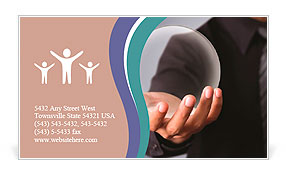Businessman Hand holding a Glass Ball Business Card Template