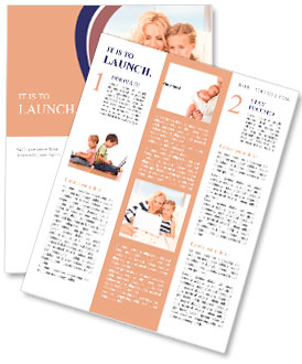 Picture of happy mother and child with laptop computer Newsletter Template