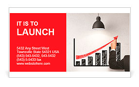 Hand drawing up arrow on concrete wall Business Card Template