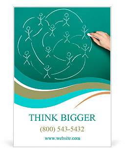 Drawing social network on a green chalkboard Ad Template