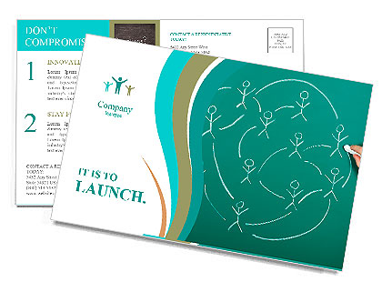 Drawing social network on a green chalkboard Postcard Template