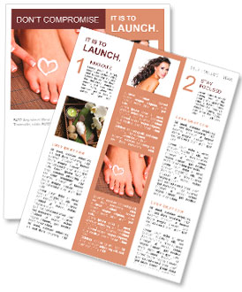 Beautiful woman legs with cream and hands on bamboo mat Newsletter Template