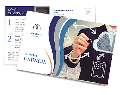 Cloud computing, technology connectivity concept Postcard Template