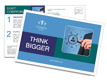 Human resources, CRM, data mining and social media concept - officer looking for employee represente Postcard Template