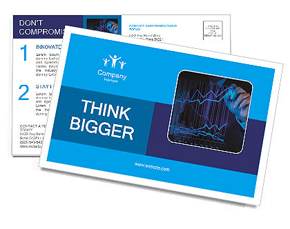 Businessman hand working with new modern computer and business strategy as concept Postcard Template