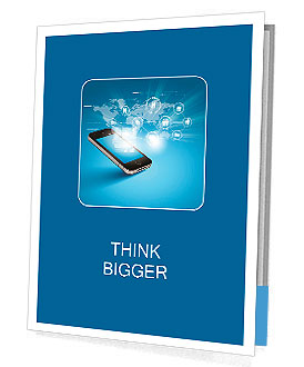 Modern communication technology illustration with mobile phone and high tech background Presentation Folder