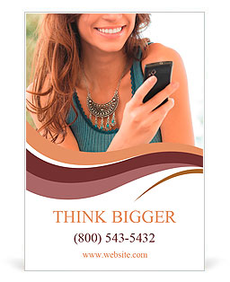 Happy Woman Looking and Text Messaging On The Smart Phone Ad Template