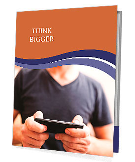 Close up of a man using mobile smart phone Presentation Folder