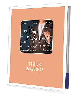 Business man writing digital marketing concept Presentation Folder