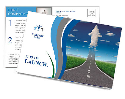 No limits success concept with a road or highway going forward fading into the sky with a group of c Postcard Template