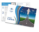 No limits success concept with a road or highway going forward fading into the sky with a group of c Postcard Template