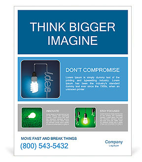 3d render of light bulb idea concept on dark blue background Poster Template