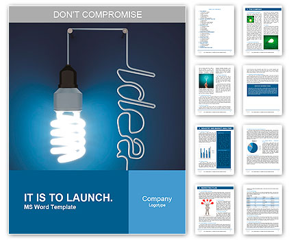 3d render of light bulb idea concept on dark blue background Word Template