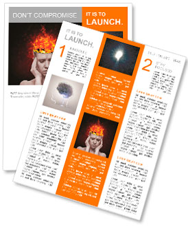 Koncept, en idé. chef för kvinna med en eldslåga på svart bakgrund Nyhetssändning