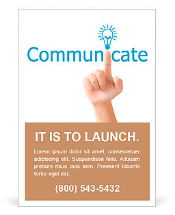 Hand and word communicate. - business concept isolated on white background Ad Template