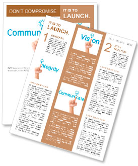 Hand and word communicate. - business concept isolated on white background Newsletter Template