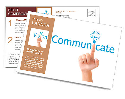 Hand and word communicate. - business concept isolated on white background Postcard Template