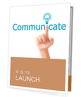 Hand and word communicate. - business concept isolated on white background Presentation Folder