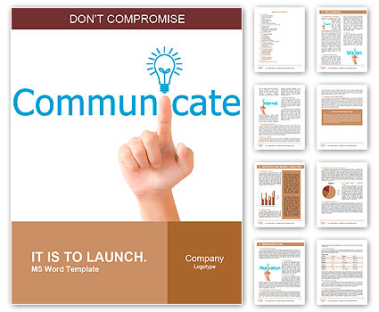 Hand and word communicate. - business concept isolated on white background Word Template