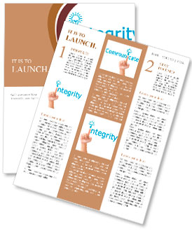 Hand and word integrity. - business concept isolated on white background Newsletter Template