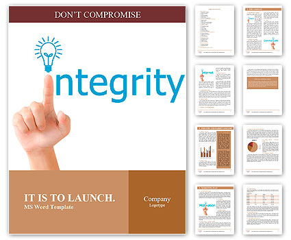 Hand and word integrity. - business concept isolated on white background Word Template