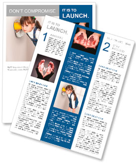 Child girl overhear using cup Newsletter Template