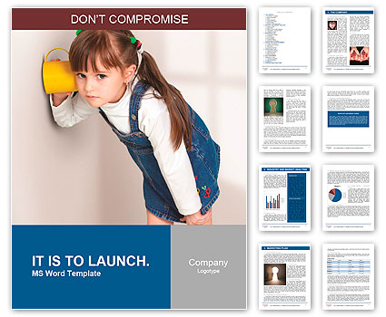 Child girl overhear using cup Word Template