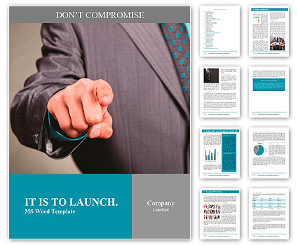 Businessman in suit and tie pointing the finger in front of himself Word Template