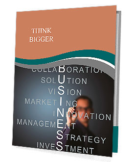 Business man writing business concept by crossword component ( vision - strategy - management - inve Presentation Folder
