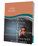 Business man writing business concept by crossword component ( vision - strategy - management - inve Presentation Folder