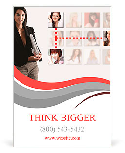 Professional business woman with a networking concept of friends and colleagues. Ad Template