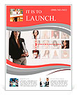 Professional business woman with a networking concept of friends and colleagues. Flyer Template