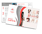 Professional business woman with a networking concept of friends and colleagues. Postcard Template